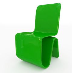 现代椅子设计绿色孤立的白色呈现