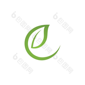 标志绿色树叶生态自然元素向量