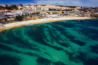 空中无人机视图为什么佩德罗estoril海滩为什么佩德罗estoril更大的里斯本葡萄牙背景绿松石水的著名的葡萄牙语里维埃拉空中无人机视图为什么佩德罗estoril海滩为什么佩德罗estoril更大的