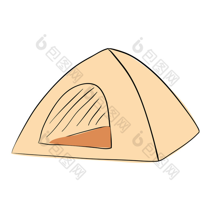 帐篷野营草图风格野营墨水笔调和房子移动首页帐篷野营墨水笔调和房子移动首页