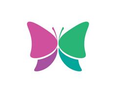 向量蝴蝶概念上的简单的色彩斑斓的图标标志向量插图