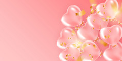 节日横幅与粉红色的氦气球框架作文与空间为你的文本浪漫的背景情人节rsquo一天概念