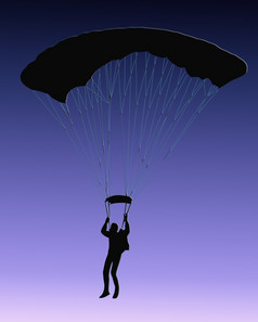 蓝色的背景轮廓天空潜水员与开放降落伞