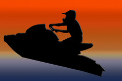 日落回来孤立的图像水上摩托车赛车手增加空气