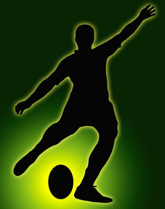 绿色发光球体育运动轮廓橄榄球足球爱发牢骚的人的地方踢的球