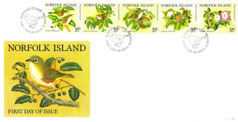 诺福克岛约邮票系列印刷诺福克岛第一个一天问题信封显示白胸银鸟约