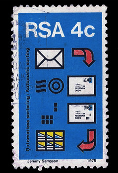 南非洲约邮票印刷南非洲显示过程自动邮件排序过程介绍第一个自动化sorter约