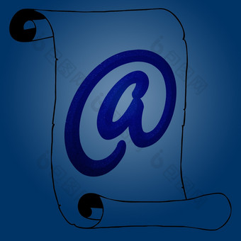 象征意义现代电子邮件象征老纸滚动对立与蓝色的背景
