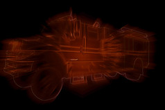 霓虹灯火卡车与红色的光破裂大纲画