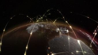 呈现摘要概念全球网络互联网和全球通信全球业务和运输通信的地球
