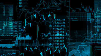 呈现股票索引虚拟空间<strong>经济增长经济</strong>衰退电子虚拟平台显示趋势和股票市场波动
