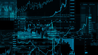 呈现股票索引虚拟空间经济增长经济衰退电子虚拟平台显示趋势和股票市场波动