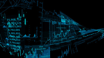 呈现股票索引虚拟空间经济增长经济衰退电子虚拟平台显示趋势和股票市场波动