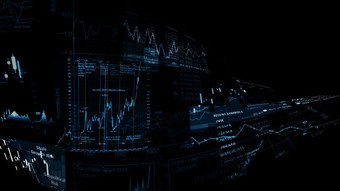 呈现股票索引虚拟空间<strong>经济增长经济</strong>衰退电子虚拟平台显示趋势和股票市场波动