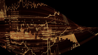 呈现股票索引虚拟空间经济增长经济衰退电子虚拟平台显示趋势和股票市场波动