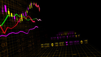 呈现股票索引虚拟空间<strong>经济增长经济</strong>衰退电子虚拟平台显示趋势和股票市场波动
