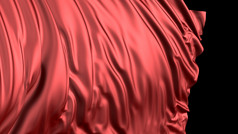 呈现红色的丝绸的织物发展顺利的风风波传播通过的织物