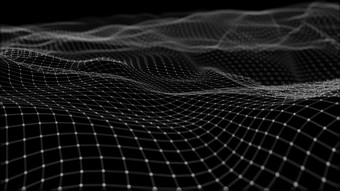 呈现摘要数字波和明亮的广场粒子空间未来主义的背景使点粒子和网大量数据