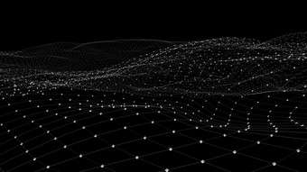 呈现摘要数字波和明亮的广场粒子空间未来主义的背景使点粒子和网<strong>大量数据</strong>