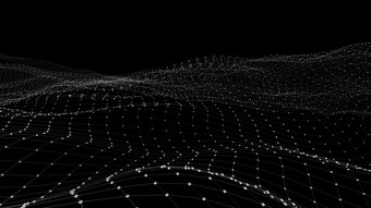 呈现摘要数字波和明亮的广场粒子空间未来主义的背景使点粒子和网大量数据