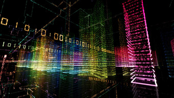 呈现摘要<strong>虚拟城市</strong>内部电脑系统全息图大数据数字<strong>城市</strong>数字建筑与二进制代码粒子网络