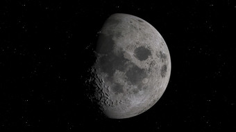 呈现的月球轨道的月亮对的背景空间与照亮陨石坑和月球土壤元素这图像有家具的已<strong>开启</strong>