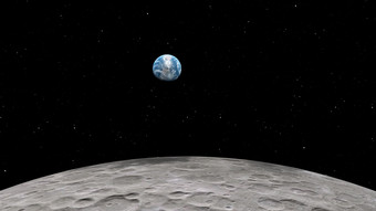 呈现的<strong>月球</strong>轨道的月亮对的<strong>背景</strong>空间与照亮陨石坑和<strong>月球</strong>土壤元素这图像有家具的已开启