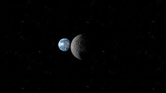 呈现的月球轨道的月亮对的背景空间与照亮陨石坑和月球土壤元素这图像有家具的已开启