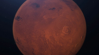 呈现的<strong>火星</strong>人轨道3空间与照亮陨石坑和<strong>火星</strong>人山元素这图像有家具的已开启