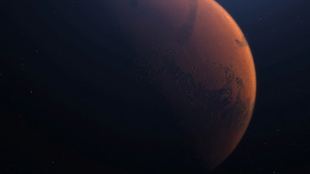 呈现的<strong>火星</strong>人轨道3空间与照亮陨石坑和<strong>火星</strong>人山元素这图像有家具的已开启