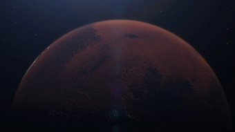 呈现的火星人轨道3空间与照亮陨石坑和火星人山元素这图像有家具的已<strong>开启</strong>