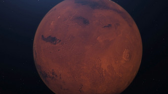 呈现的火星人轨道3空间与照亮陨石坑和火星人山元素这图像有家具的已开启