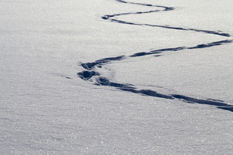 痕迹锯齿形<strong>雪地</strong>里雪后的最后的人集团人的距离痕迹冬天痕迹锯齿形<strong>雪地</strong>里