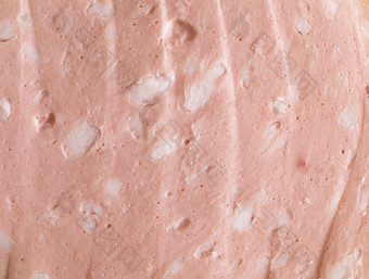切片粉红色的煮熟的香肠与块猪油发现肉产品肉产品