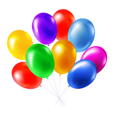 氦气球群现实的风格明亮的时尚颜色溢价向量插图为你的设计