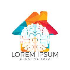 有创意的大脑房子标志设计认为的想法conceptbrainstorm权力思考大脑标识图标