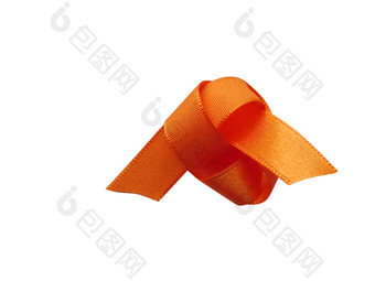 橙色丝带在白色背景设计元素剪裁路径包括