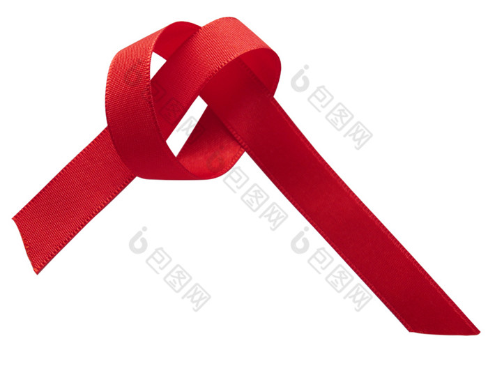红色的丝带在白色背景设计元素剪裁路径包括