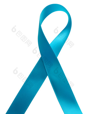 前列腺癌癌症丝带意识疾病象征光蓝色的丝带和轮廓光蓝色的丝带孤立的白色背景剪裁路径包括