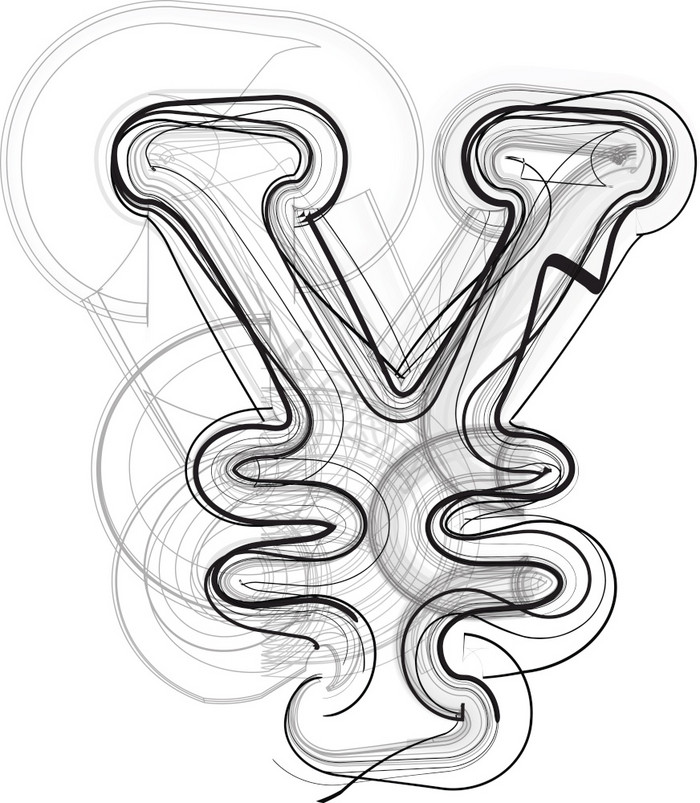 摘要涂鸦日元象征向量插图图片