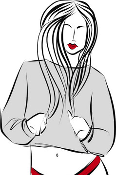 女人洗内衣固体图标夫人内衣孤立的白色t恤和内裤字形风格设计向量插图