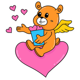 长翅膀的熊庆祝情人节浪漫