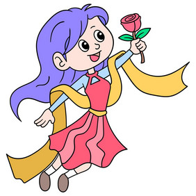 美丽的女孩跳舞围巾携带玫瑰