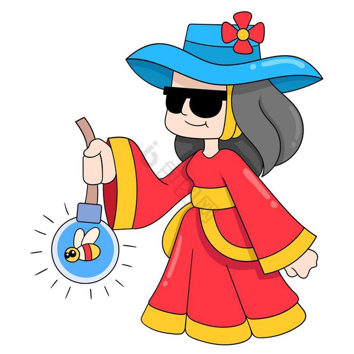 女巫携带萤火虫照明图片