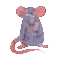 鼠标水彩画插图有趣的图标动物灰色老鼠与粉红色的耳朵孤立的白色背景新一年绘画象征画艺术对象为设计鼠标水彩画插图有趣的图标动物灰色老鼠与粉红色的耳朵孤立的白色背景新一年绘画象征画艺术对象为设计