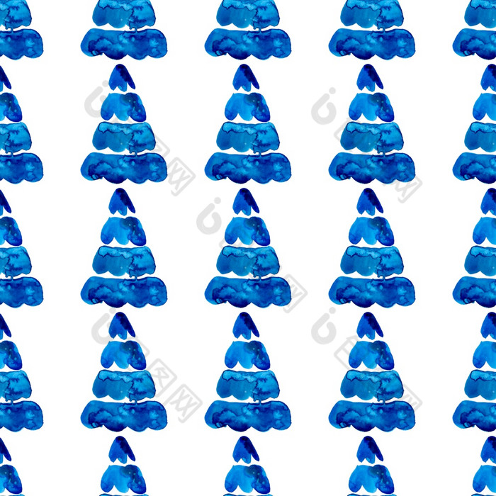 圣诞节水彩松树无缝的模式蓝色的颜色手画冷杉树背景壁纸为点缀包装圣诞节礼物圣诞节水彩松树无缝的模式蓝色的颜色手画冷杉树背景壁纸为点缀包装圣诞节礼物