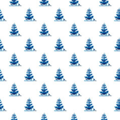 圣诞节水彩松树和雪橇无缝的模式蓝色的颜色手画冷杉树背景壁纸为点缀包装圣诞节礼物圣诞节水彩松树和雪橇无缝的模式蓝色的颜色手画冷杉树背景壁纸为点缀包装圣诞节礼物