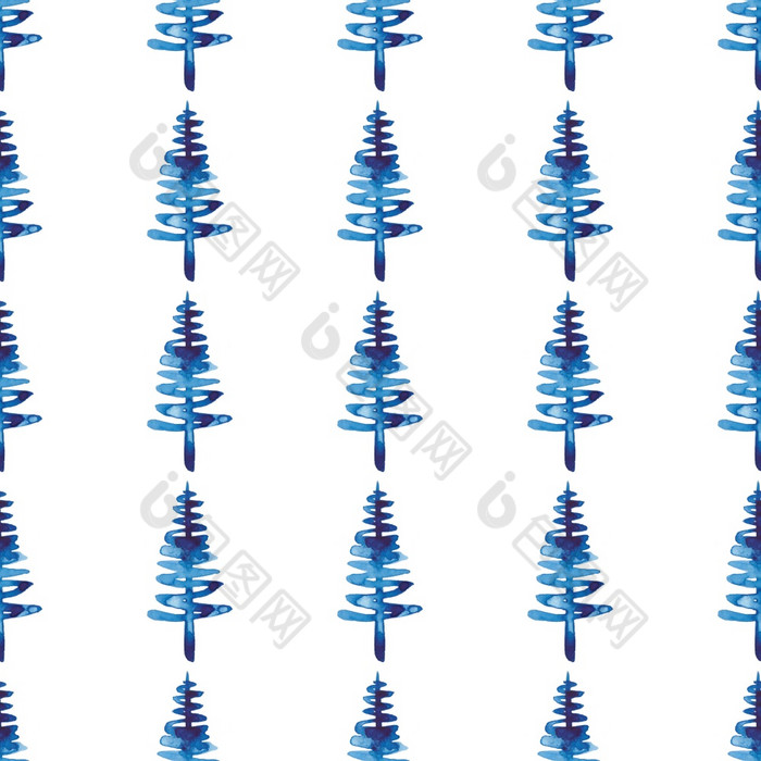 圣诞节水彩冷杉树无缝的模式蓝色的颜色手画云杉松树背景壁纸为点缀包装圣诞节装饰圣诞节水彩冷杉树无缝的模式蓝色的颜色手画云杉松树背景壁纸为点缀包装圣诞节装饰