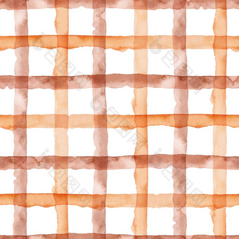 检查橙色棕色（的）摘要watercolorseamless模式与条纹格子几何背景手工制作的纹理为织物和壁纸检查橙色棕色（的）摘要watercolorseamless模式与条纹格子几何背景手工制作的纹理