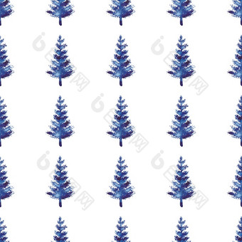 圣诞节水彩冷杉树无缝的模式蓝色的颜色手画云杉松树背景壁纸为点缀包装圣诞节装饰圣诞节水彩冷杉树无缝的模式蓝色的颜色手画云杉松树背景壁纸为点缀包装圣诞节装饰